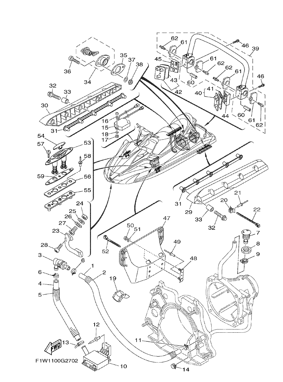 Yamaha FX1800A-H(6S51)F1W7 HULL & DECK parts diagram